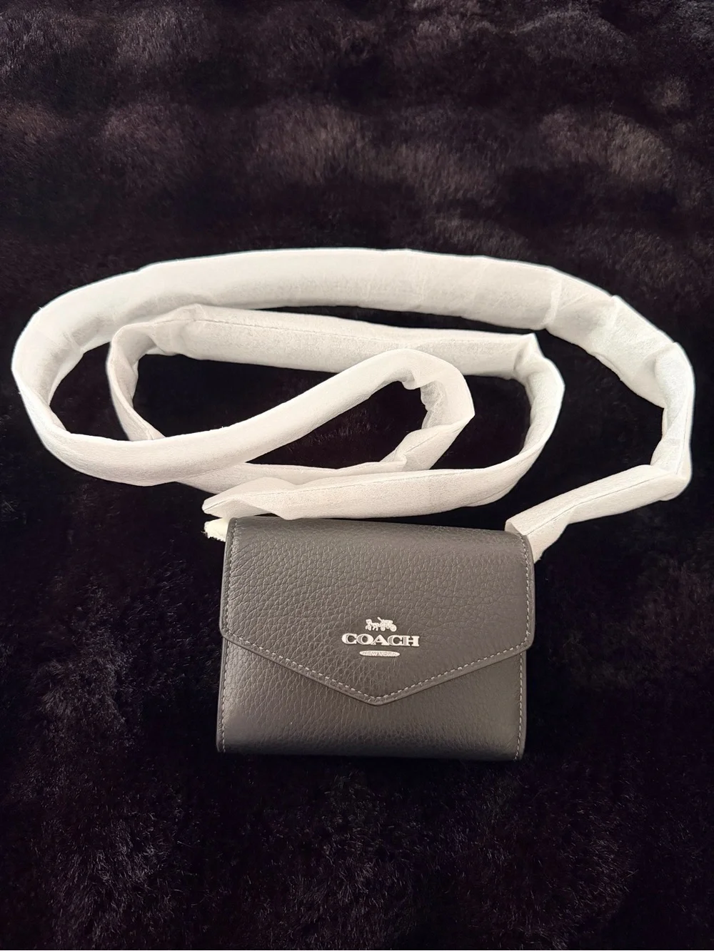 Coach Mini Envelope Wallet With Strap COLOR: SILVER/BLACK